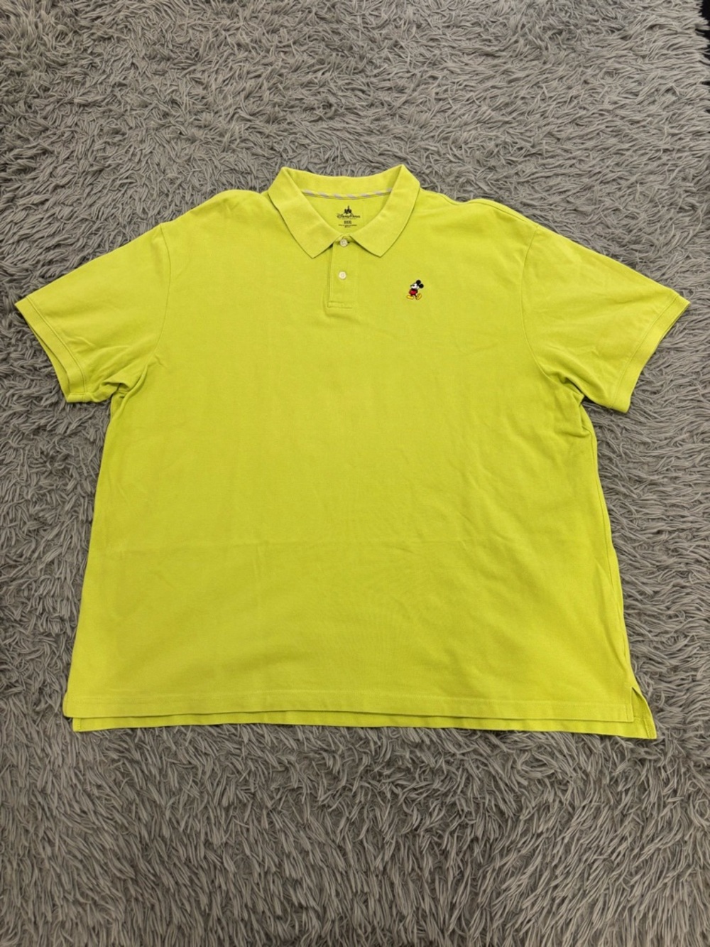 Disney Parks Mens Lime Green Polo Shirt 3XL Mickey Mouse Golf Performance Preppy